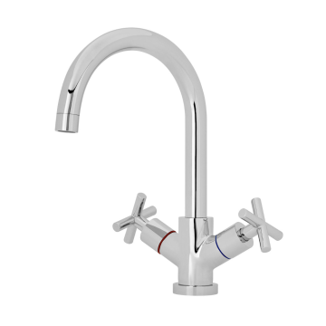 Mono Kitchen Sink Mixer with Swivel Spout and Crosshead Taps 